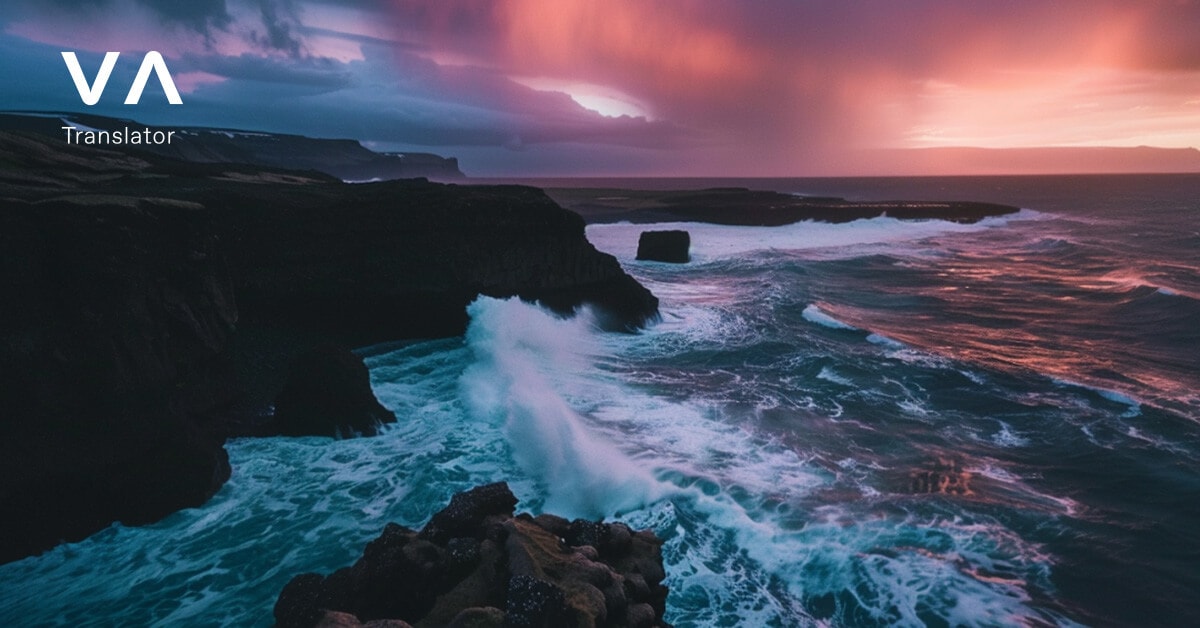 Acantilado en Islandia bajo el sol de medianoche