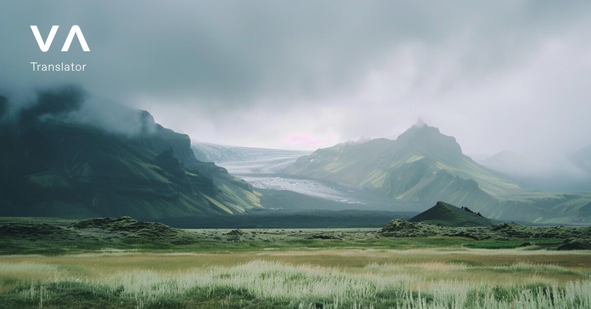 Paisaje de día nublado en Islandia