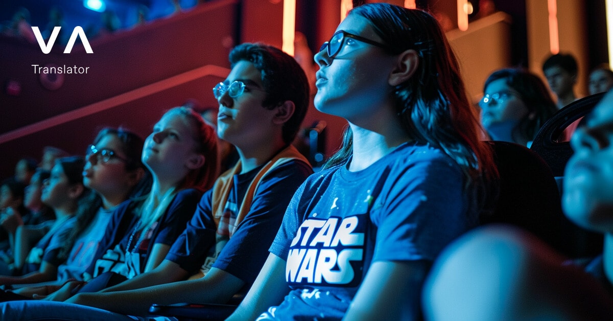 Fans de la saga Star Wars en un cine