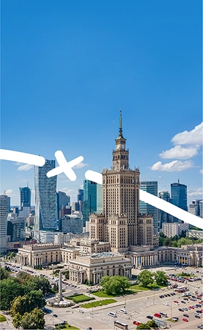 Vista del Palacio de la Cultura y la Ciencia de Varsovia, uno de los monumentos más emblemáticos de la ciudad.