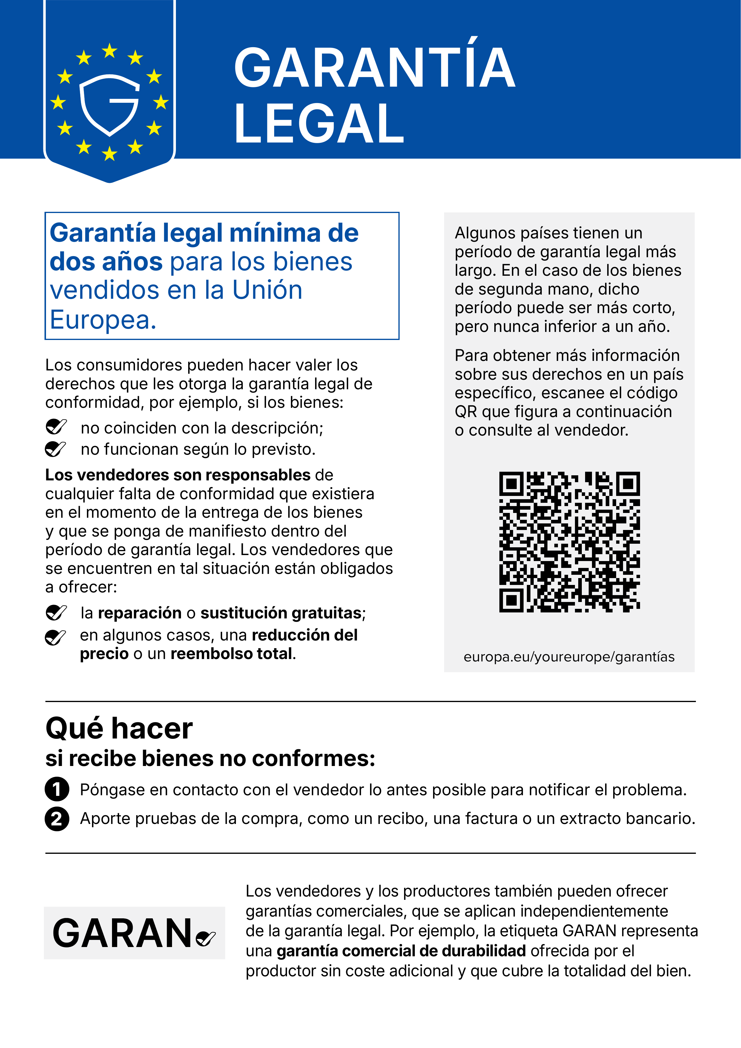 Tus derechos de garantía legal